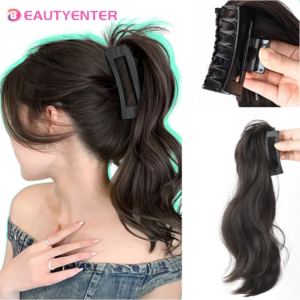 BEAUTYENTER Synthetic Long Curly Hair With Gripping Clip Wig, Natural And Lightweight Without Falling Feeling