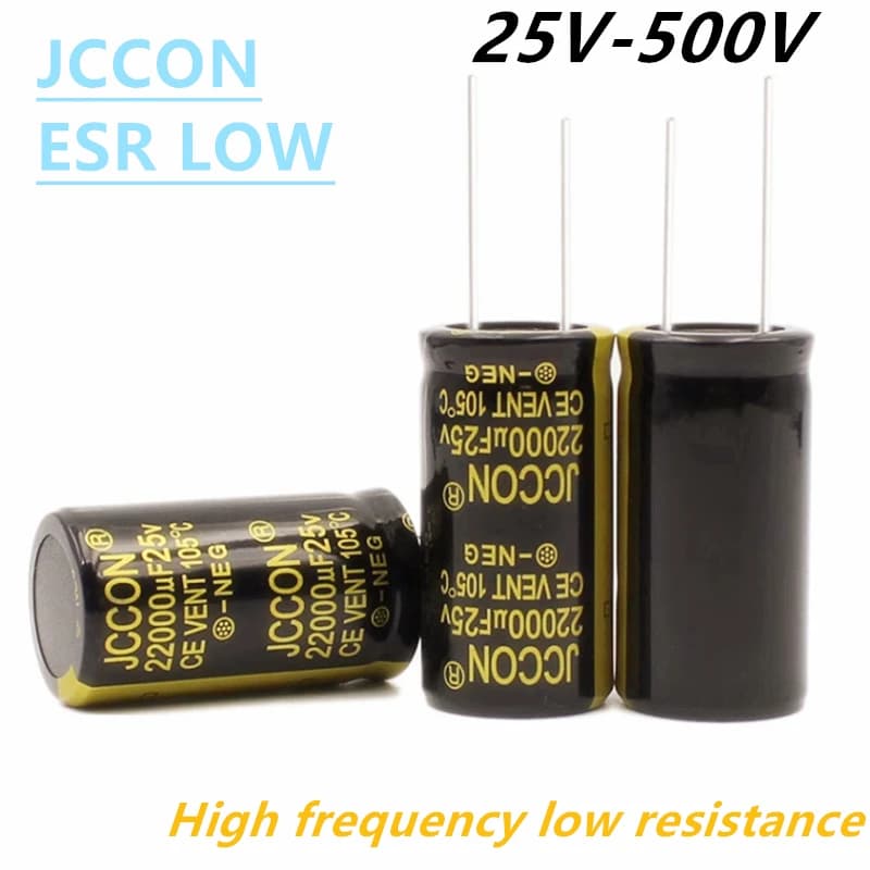 2-10PC JCCON Aluminum Capacitor High Frequency Low ESR 25V 35V 50V 63V 100V 160V 200V 250V 450V 68uf 100uf 1000uf 2200uf 4700uf