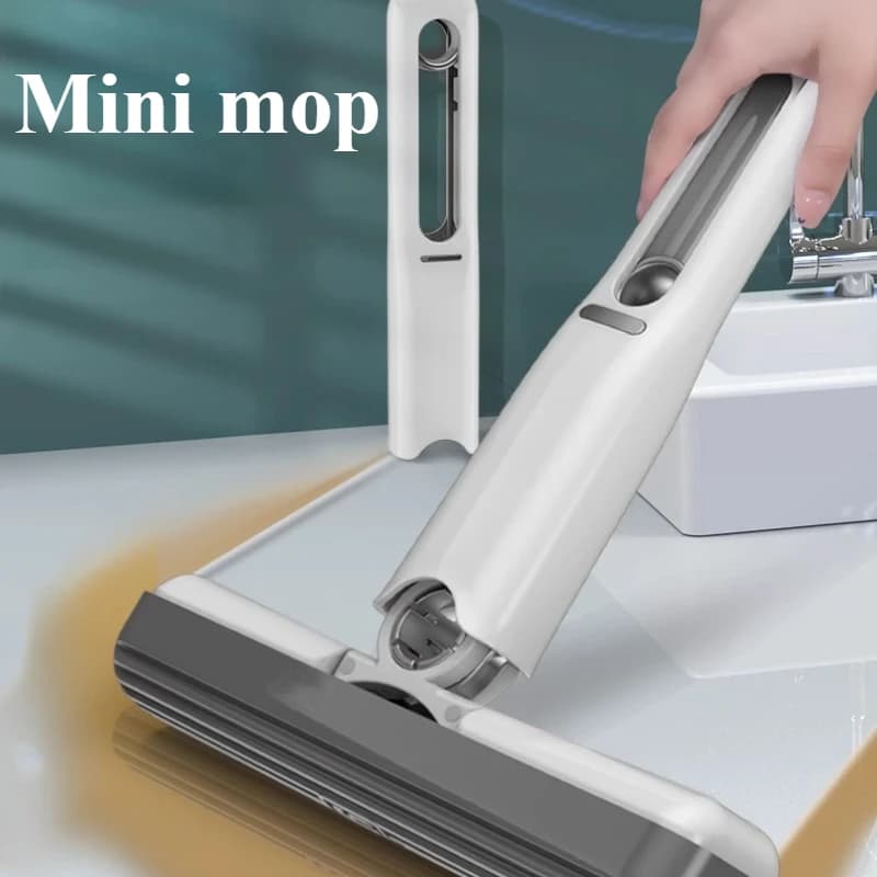 Powerful Squeeze Mini Mop Folding Home Cleaning Mops With Sponge Self-squeezing Floor Washing Mops Desk Window Car Clean Tools