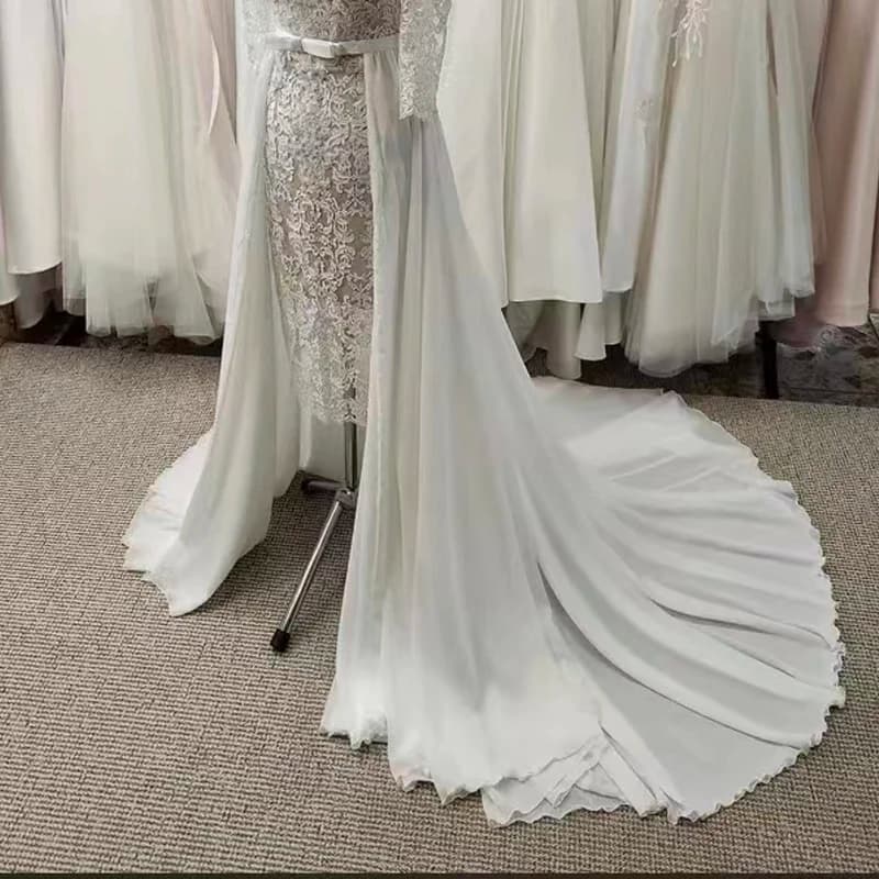Fashion White Ivory Chiffon Wedding Detachable Skirt Removable Train For Evening Dresses Bridal Overskirt