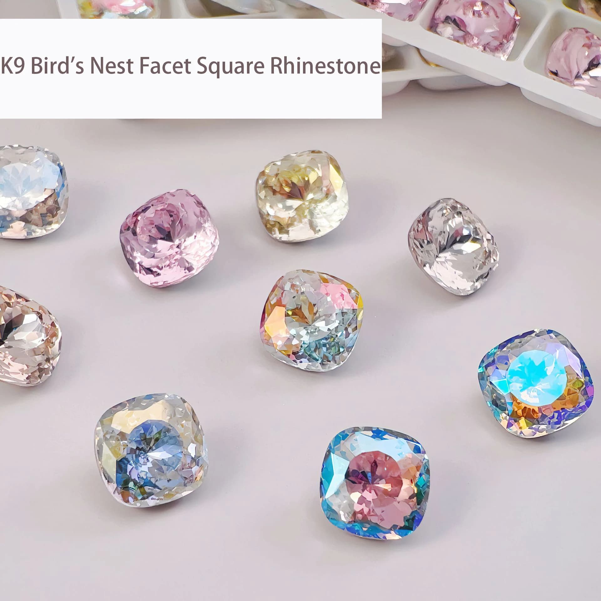 New Top Square Bird's Nest Cut Fancy Cushion K9 Glass Stones Pointback Gem Crystal Rhinestones Bead For DIY Nail Art Accessories