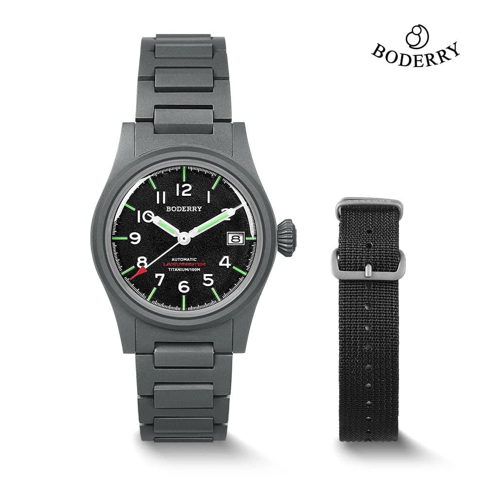 Boderry LANDMASTER Field Watches Titanium Automatic For Seiko Movement Sport 100M Waterproof Outdoor Dive Wristwatch Mens