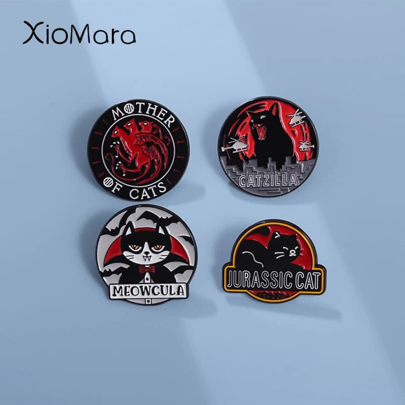 Punk Gothic Bat Cat Enamel Pins Cartoon Halloween Metal Brooches Lapel Backpack Badges Jewelry Accessories Gifts for Friends