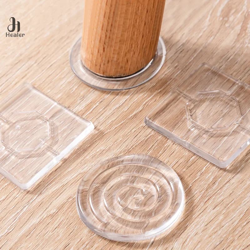 4PCS/set Transparent Silicone Furniture Foot Mat Table Sofa Foot PU Adhesive Patch Anti-collision Bed Leg Mute Non-slip Mat