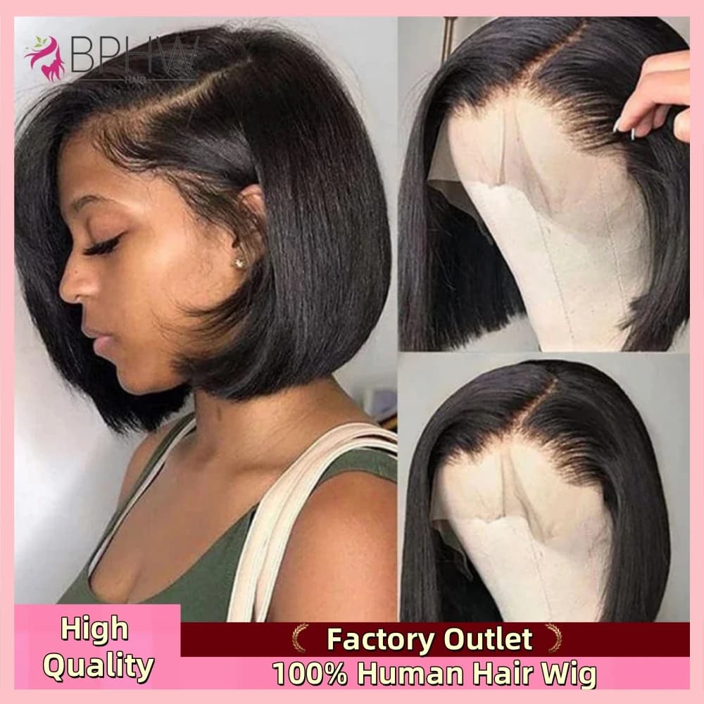 Straight Bob Wig Lace Closure Human Hair Wigs Natural Color Lace Front Wigs Ready To Wear Lace Wig 13x4 Frontal Human Hair Wigs