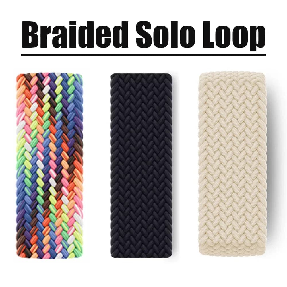 Braided solo loop For Apple watch band 42mm 46mm 44mm 45mm 49mm 40mm 41mm bracelet correa series 8 7 5 4 3 SE 6 9 10 Ultra Strap
