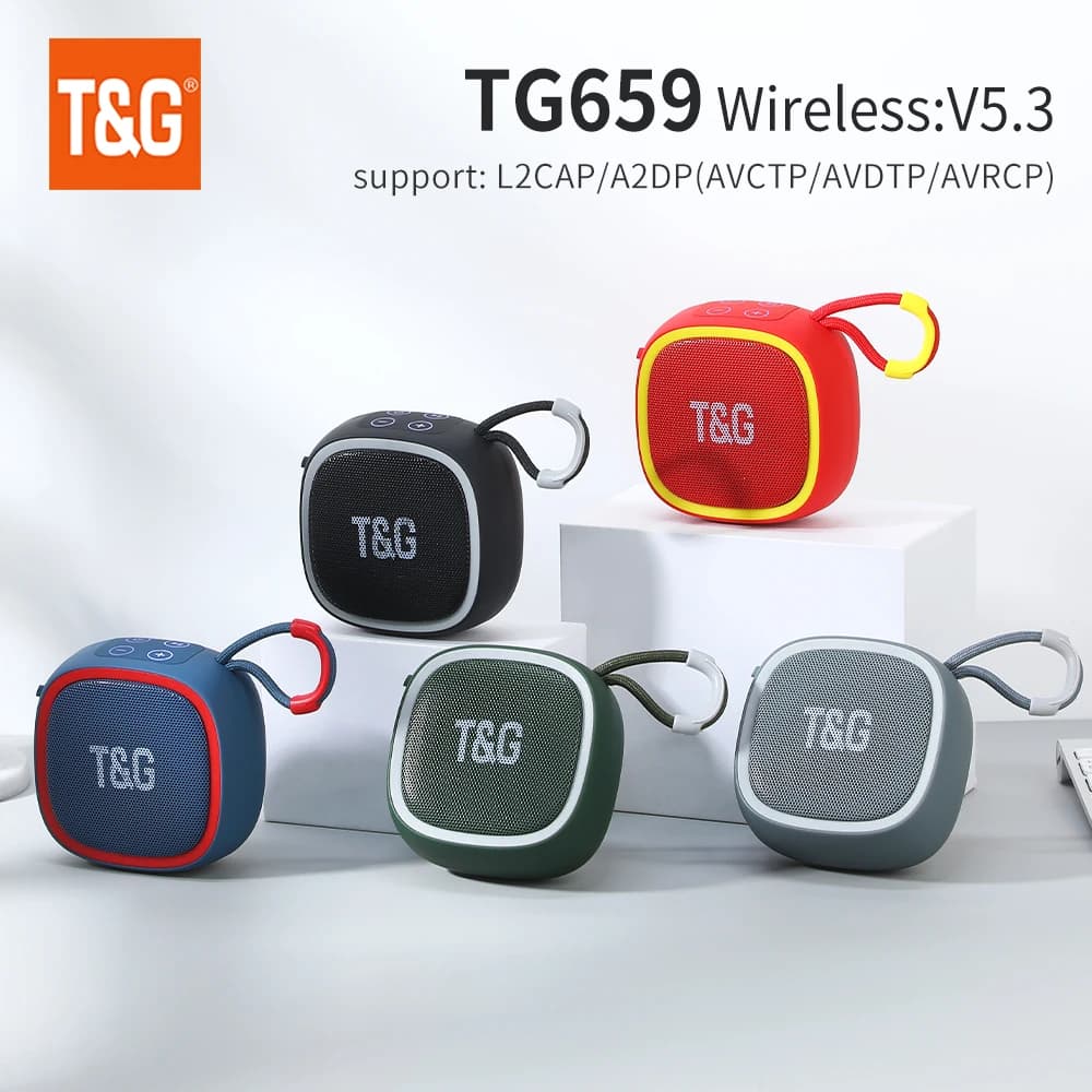 Bluetooth Speaker TG659 Mini Portable Wireless Powerful Speakers TWS BT 5.3 Sound Box HIFI Loudspeaker Supports TF Card Radio