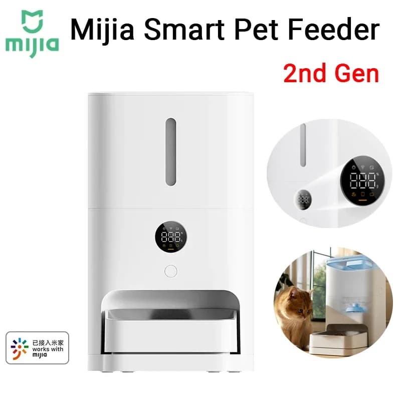 Mijia Smart Pet Feeder 2nd Gen 5L Granary 304 Stainless Steel LED Large Screen Smart Home Remote Control with Mi Home App