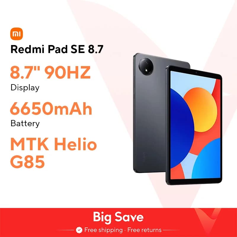 Original Xiaomi Redmi Pad SE 8.7 64GB 128GB MediaTek Helio G85 90HZ 8.7" Screen 6650mAh Android U Global Version Tablet Mi Pad