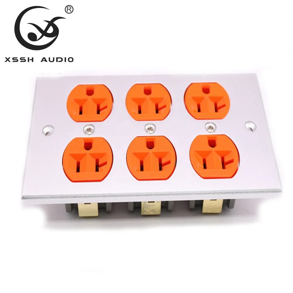 US Jack Power Connector Hi-end DIY HIFI Brass 62% Copper Plating 24k Gold 146 Type 15AMP IEC Inlet 3 Pins Electrical Plug Socket