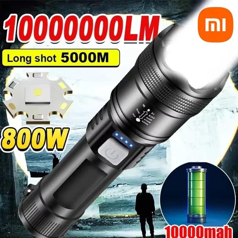 Xiaomi Powerful LED Flashlight High Power Ultra Bright Tactical Light Emergency Spotlight Telescopic Zoom Light Built-in Battery