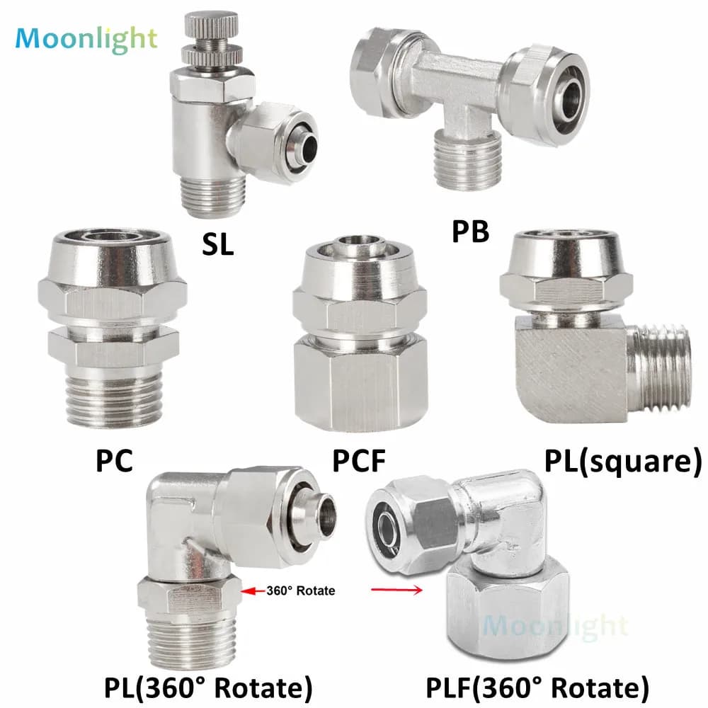 Nickel-plated copper internal thread external thread 1/8” 1/4” 3/8” 1/2” inch thread (PT) trachea quick connector 4 6 8 10 12 mm