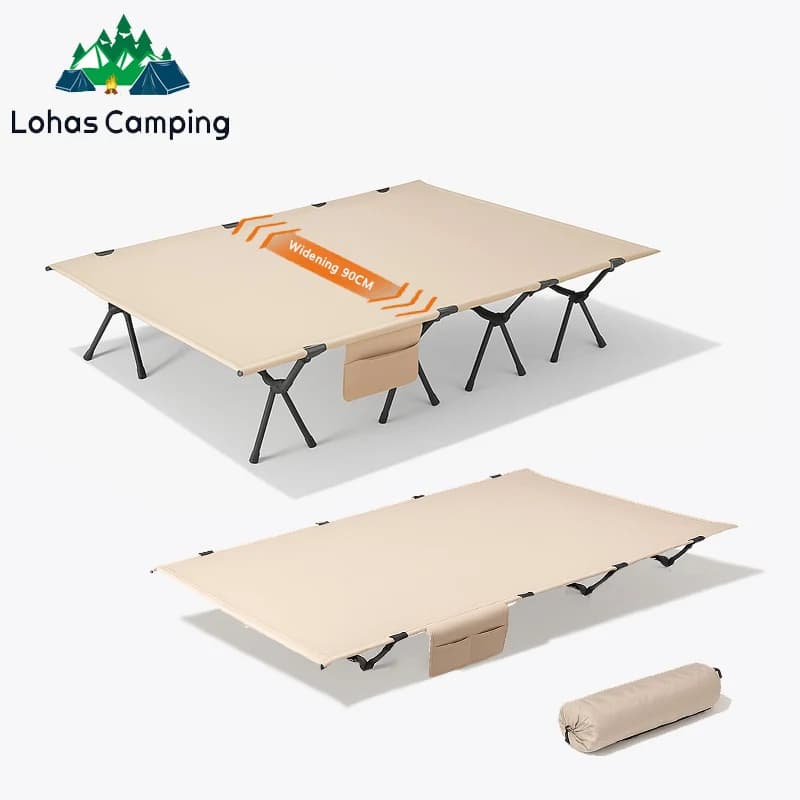 Lohascamping Camping cot 90cm widen Ultralight Portable High-low dual-purpose folding Bed Backpacking Travel hiking Sleeping Cot