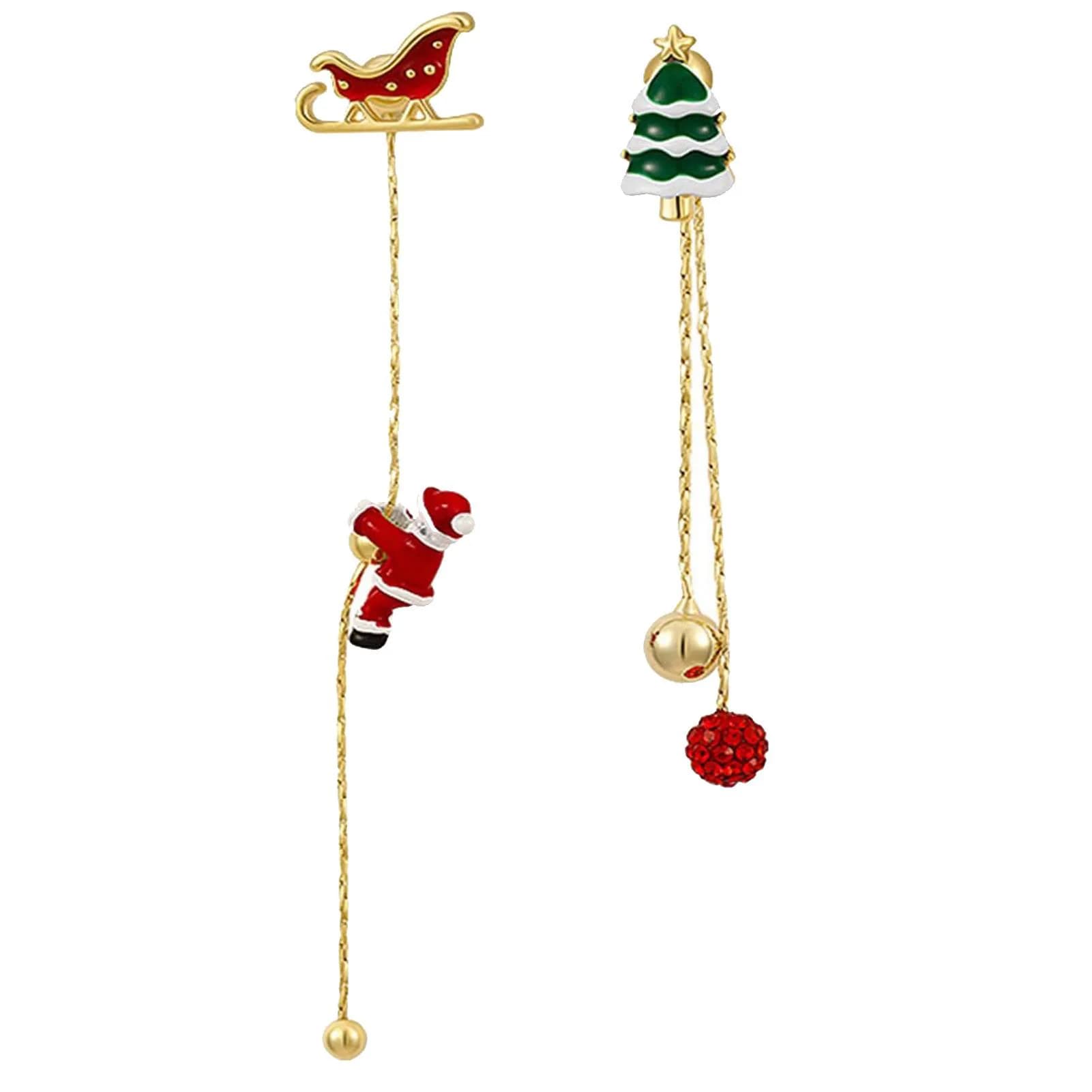 Christmas Long Dangle Earrings with Color-preserving  Tassel Decor for Performance Travel Dating Shopping