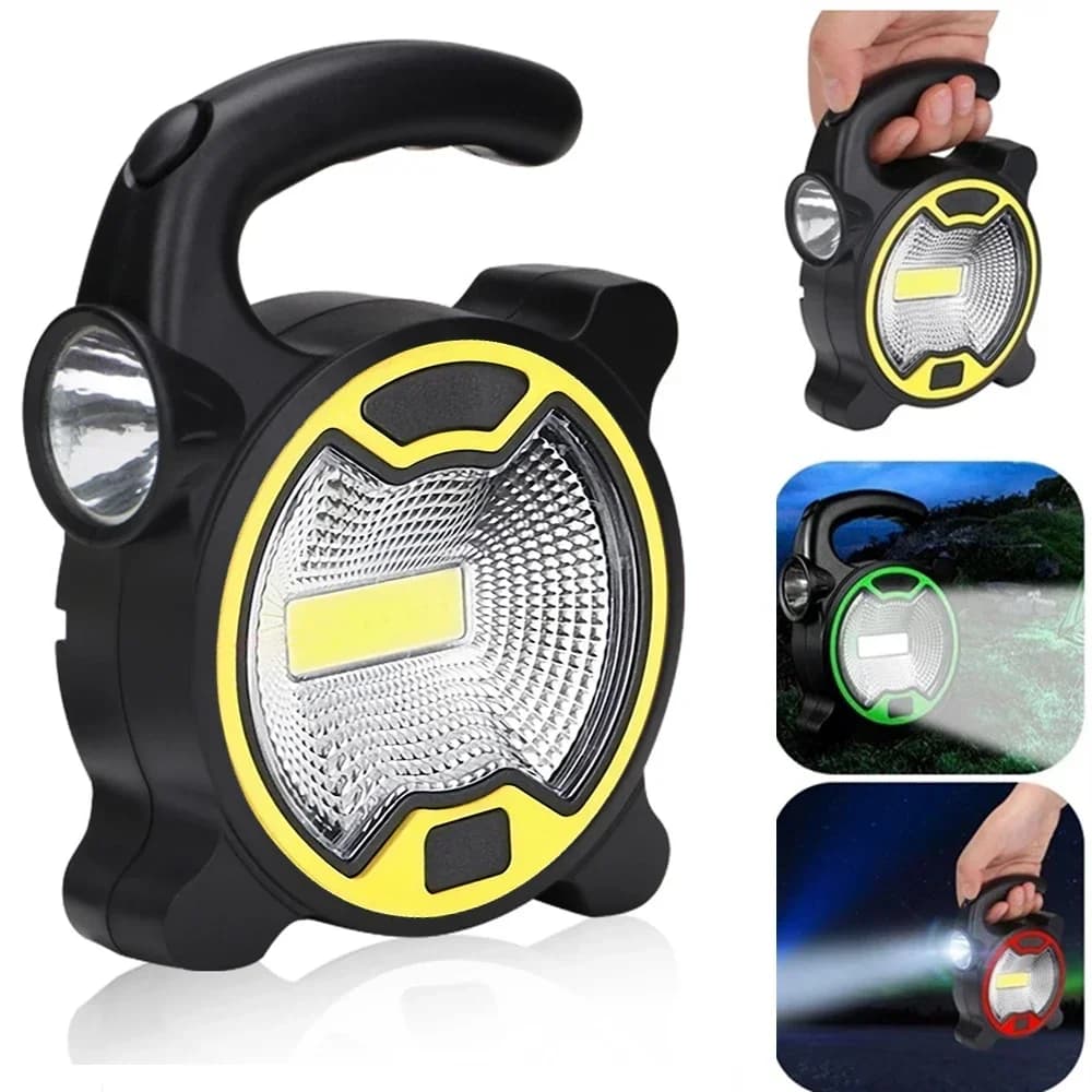 Portable Work Light Battery COB LED Powered Handheld Lantern Super Bright Flashlight Outdoor Tent Camping Lights without Battery