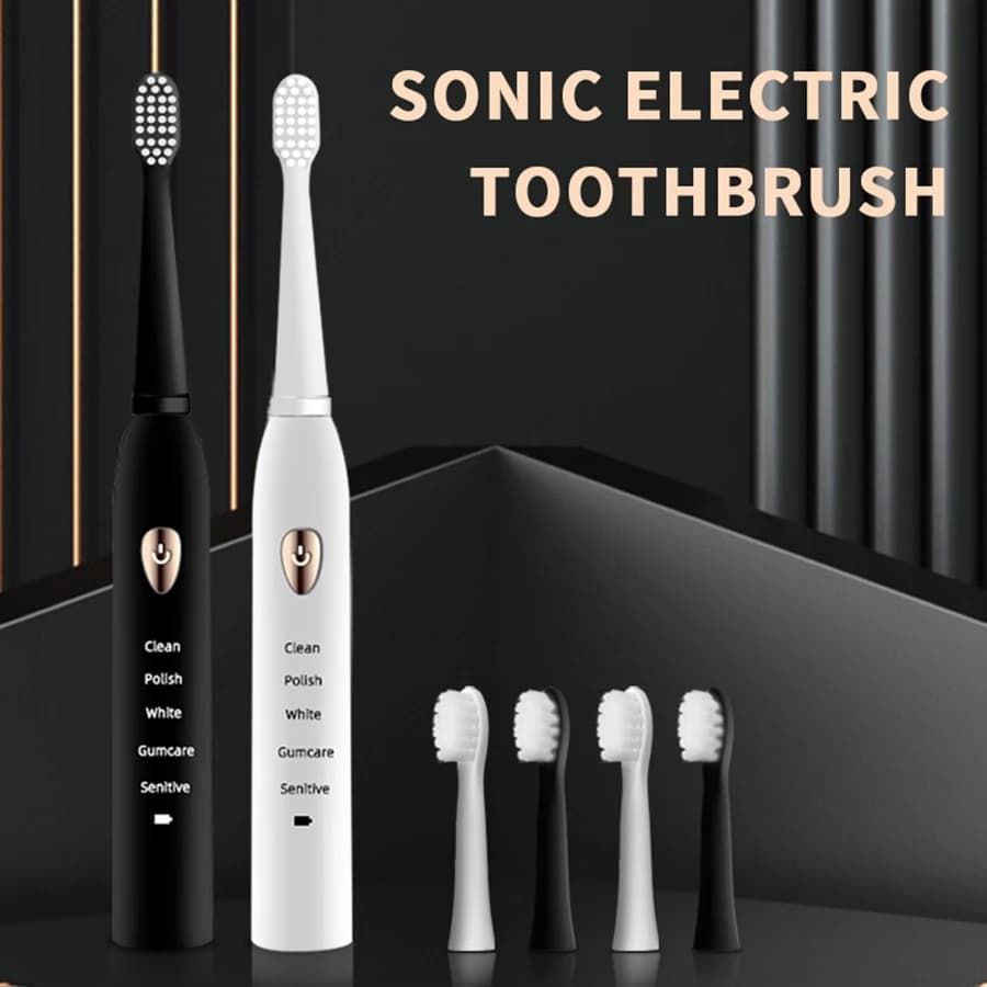 Jian Brand Adult Black and White Classic Sonic Toothbrush Adult 5-Speed Mode USB Charging Ipx7 Waterproof Sonic Electric Toothbr