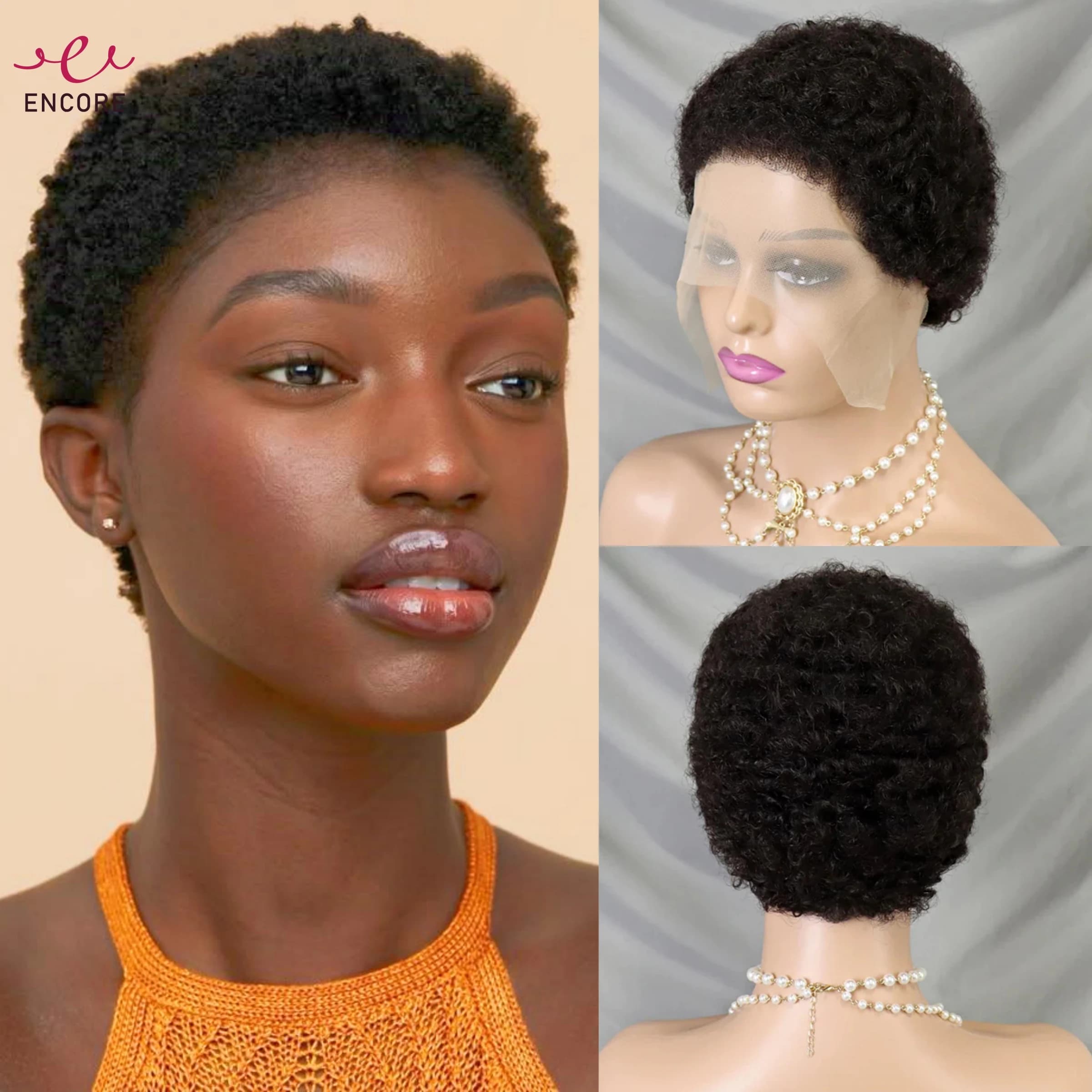 200% Density HD 13x4 Lace Front Afro Wig Human Hair Afro Kinky Curly Short Human Hair Wigs Brazilian Remy Human Natural Afro Wig