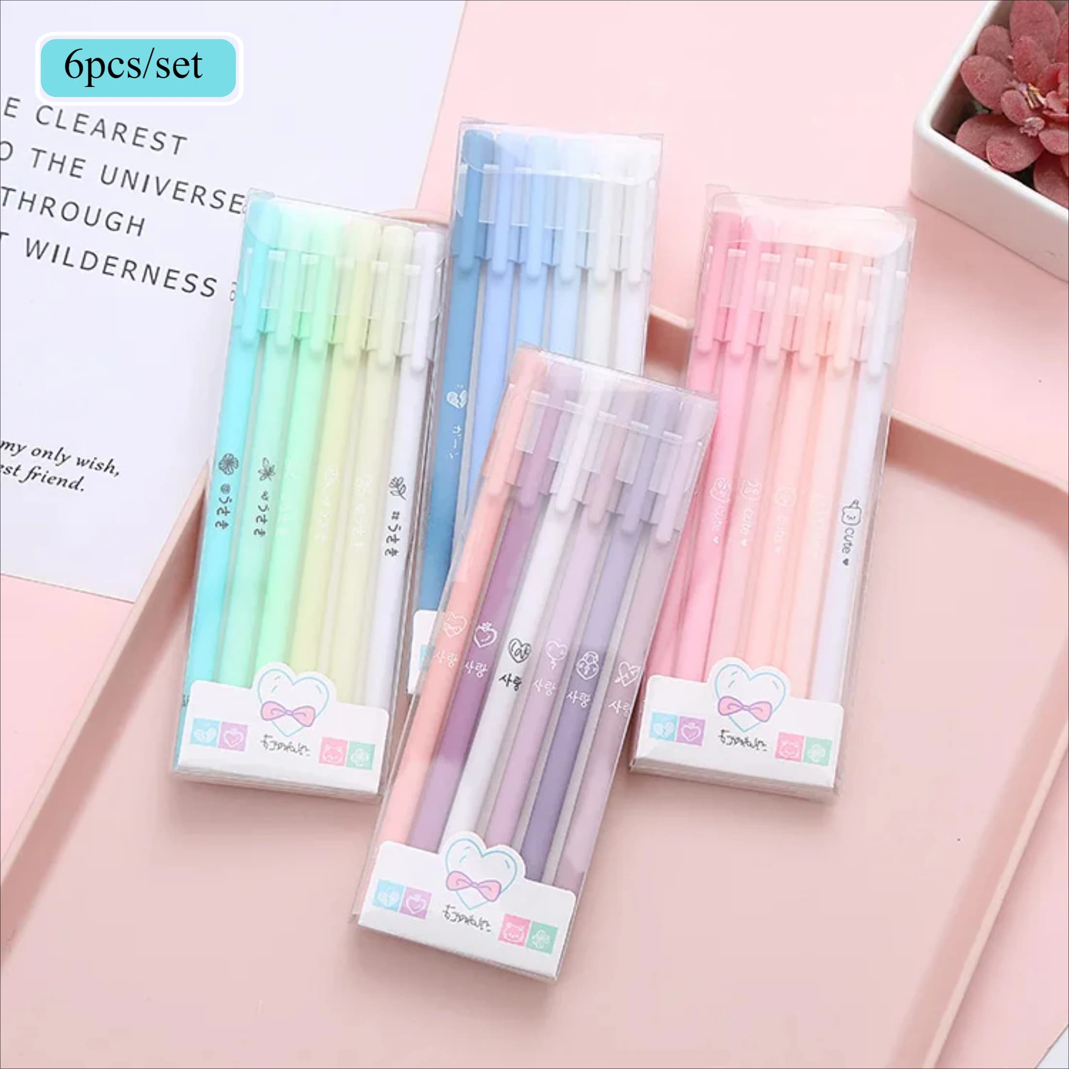 6 Piece/Box Cute Morandi Color Gel Pen Set 0.5mm Black Ink Creative Press Office Gift School Supplies Stationery Kawaii Pens