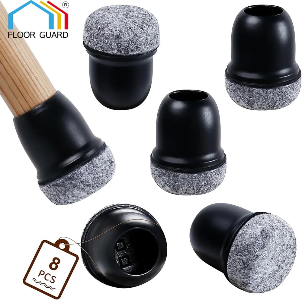 8PCS Black Chair Leg Protectors Foot Cover Diagonal with Thick Wrap Felt Pads Silicone Furniture Table Feet  Protect Floors
