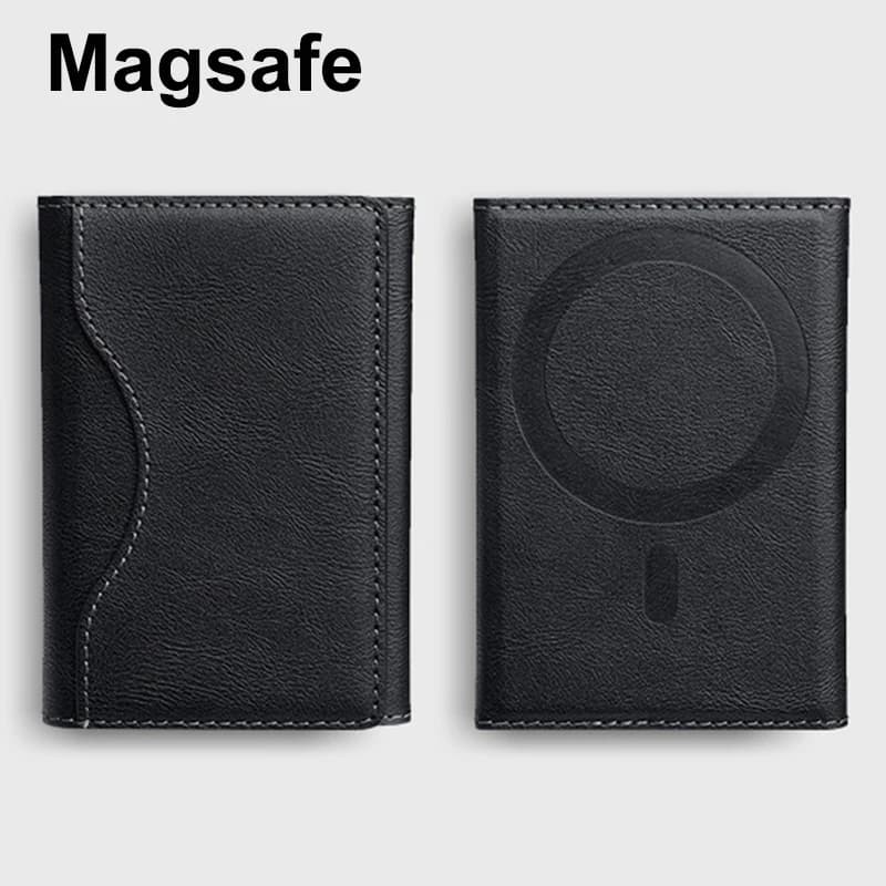 Magsafe Card Holder PU Leather Trifold Magnetic Cardholder Card Bag Wallet for Apple for IPhone 16 15 14 13 12 Pro Max Mini