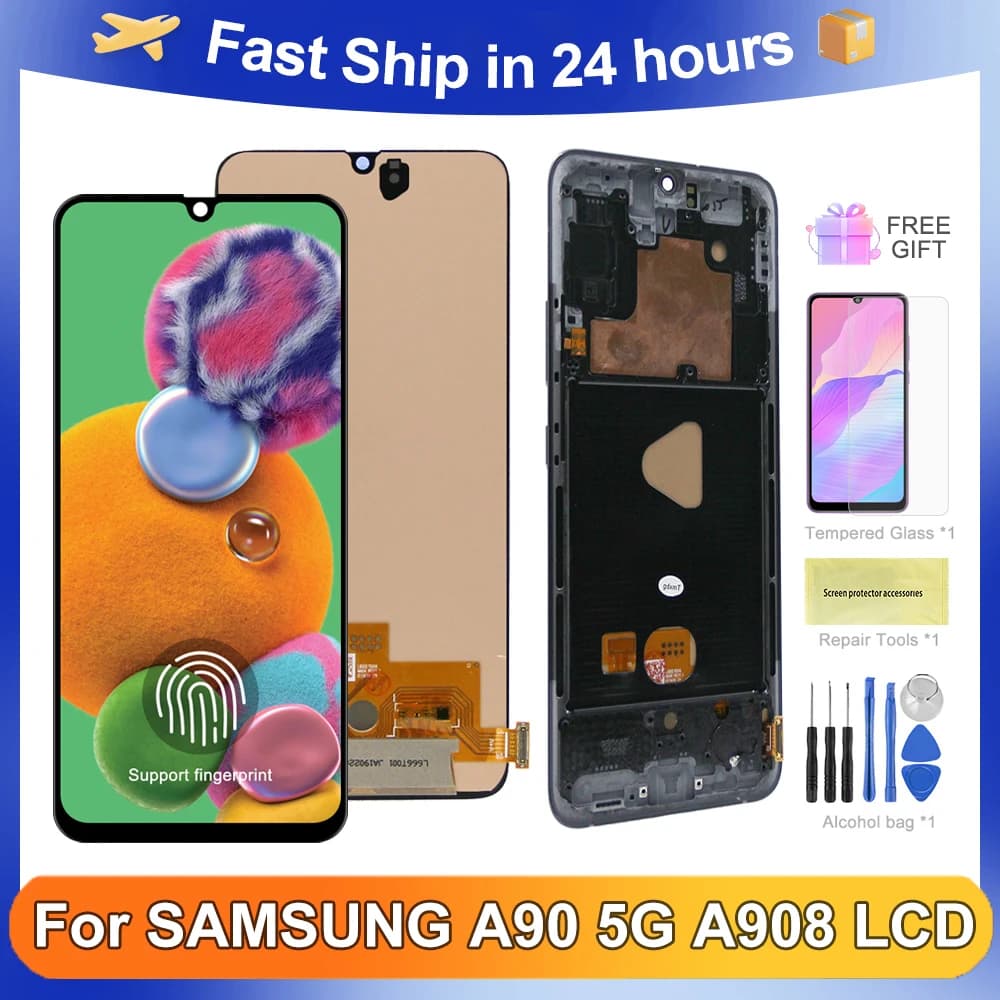 For Samsung 6.7''A90 5G For AMOLED SM-A908B SM-A908N SM-A9080 LCD Display Touch Screen Digitizer Assembly Replacement