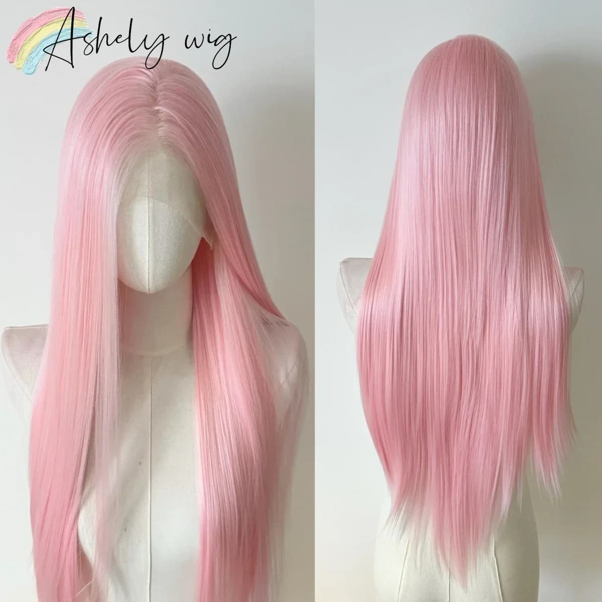 Light Pink Wig for Women 13x4 Lace Front Wig 26inch Long Straight Synthetic Wigs Soft Natural Heat-resistant Fiber Cosplay Wig
