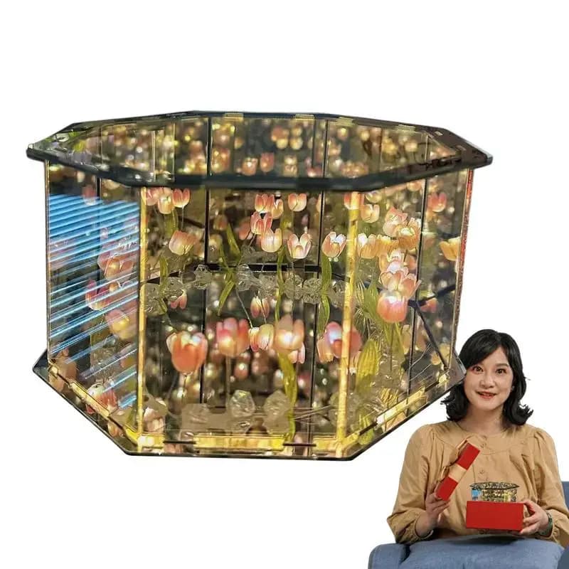 Flower Night Light Floral Music LED Cube Lights Handmade Flower Lamp Music Box Artificial Flower LED Cube Lights Making Kit For