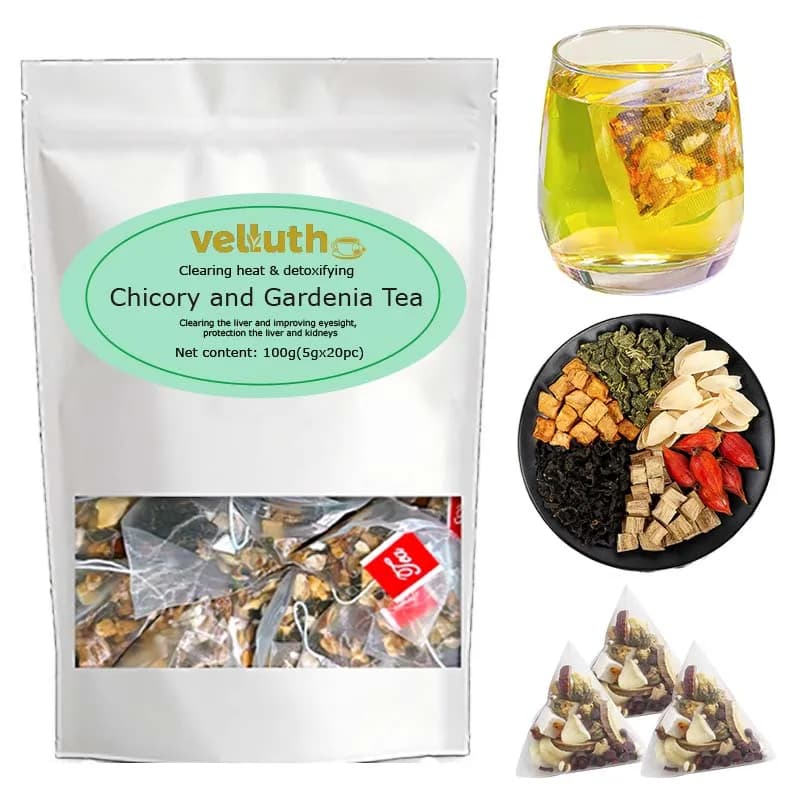 Chicory Gardenia tea, rich in antioxidants, enhances immunity, caffeine free, sugar free, vegan, 20 packs