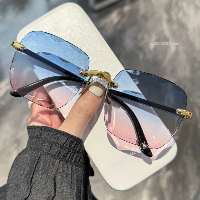 Frameless Cut Edge Sunglasses New Summer Sun Visors Women's Transparent Multi-color Lenses UV400 Design Sun Protection Retro