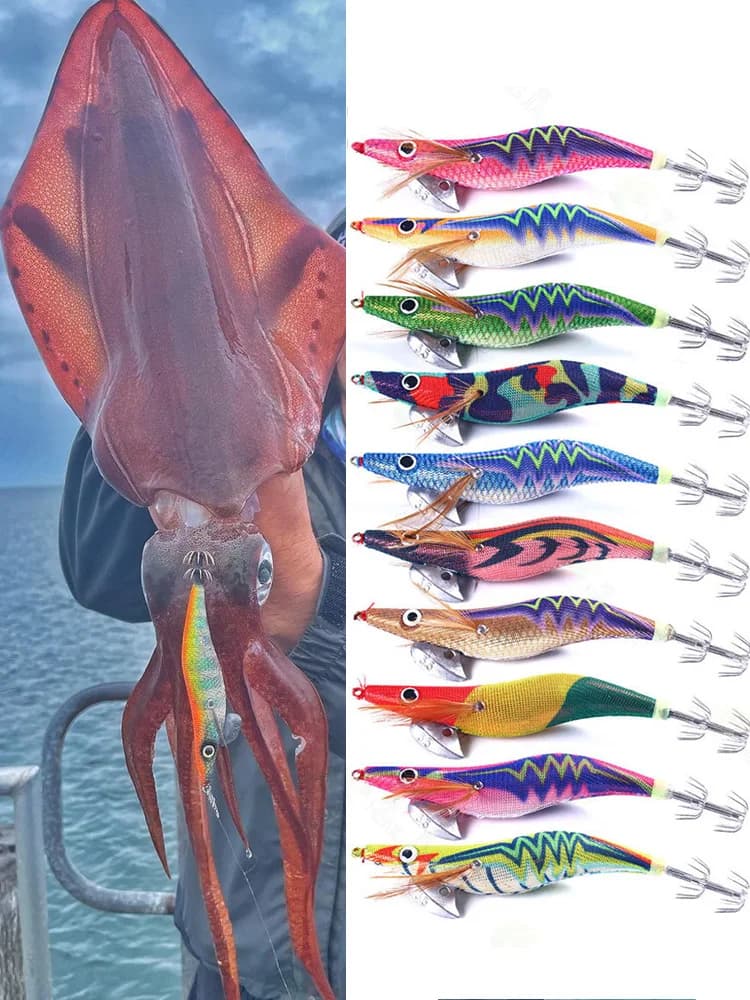 Eging Squid Bait 2.5#/3.0#/3.5# Jig Head Squid Lure Octopus Squid Hooks for Saltwater Cuttlefish Sea Jigging Eging Fishing Lure