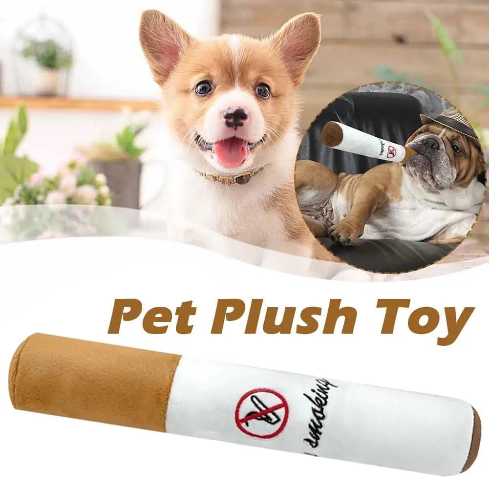 Pet Funny Toys Cigar Big Smoke Plush Sound Squeak Fake Cigarettes Toys Resistant Bite Pet Chew Molar Toy Interactive Dog Ga K4F7