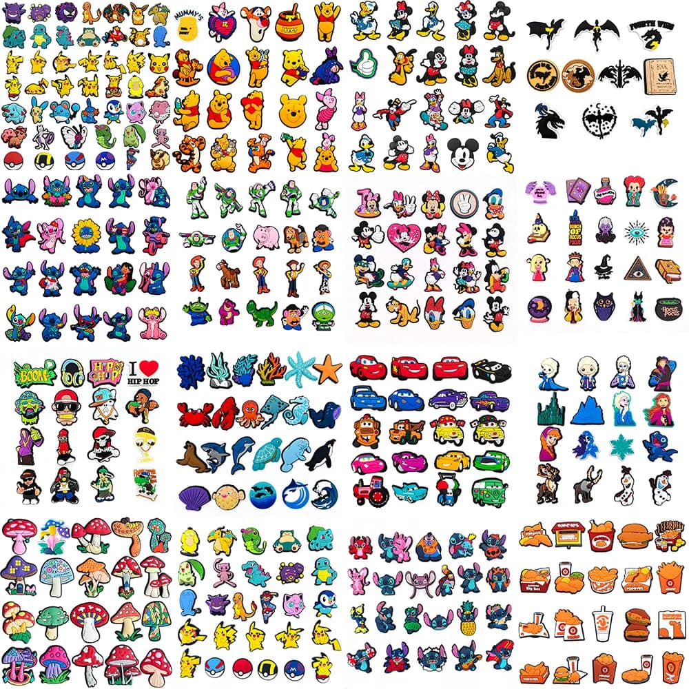 Potdemiel Shoe Charms Hot Set Wholesale Cool Pins PVC DIY Sandals Accessories for Friend Kids Men Party Favors X-mas Gifts