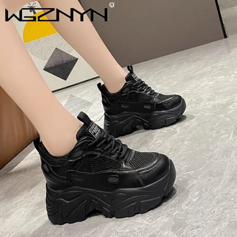 Autumn Sneakers Women Vulcanized Shoes Breathable 10CM Thick Sole Ladies Trainers Platform Women Chunky Sneakers Basket Femme