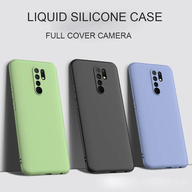for redmi9 New upgrade full cover camera liquid silicone phone case for xiaomi redmi 9 original soft protective back cover