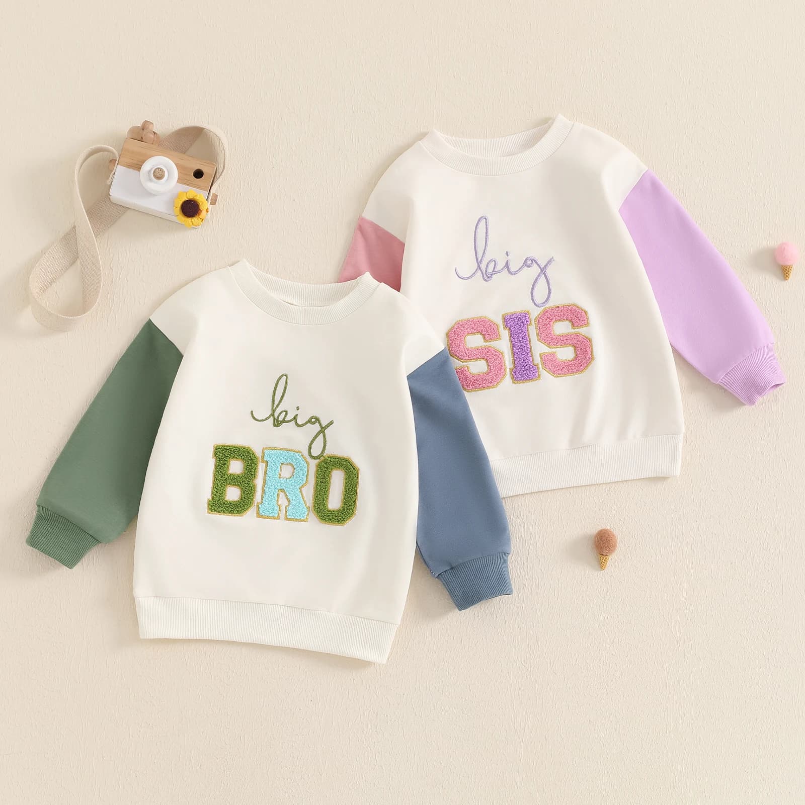 BeQeuewll Kids Girls Boys Sweatshirt Tops Autumn New Long Sleeve Letters Embroidery Hoodie Toddler Casual Pullover Clothes
