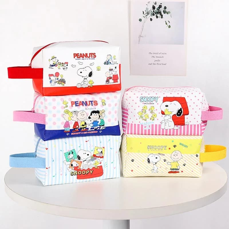 6pcs/lot Creative Snoopy Pencil Case Cute Portable Pencil Box Stationery Pen Bag Stationery Gift Office School Supplies