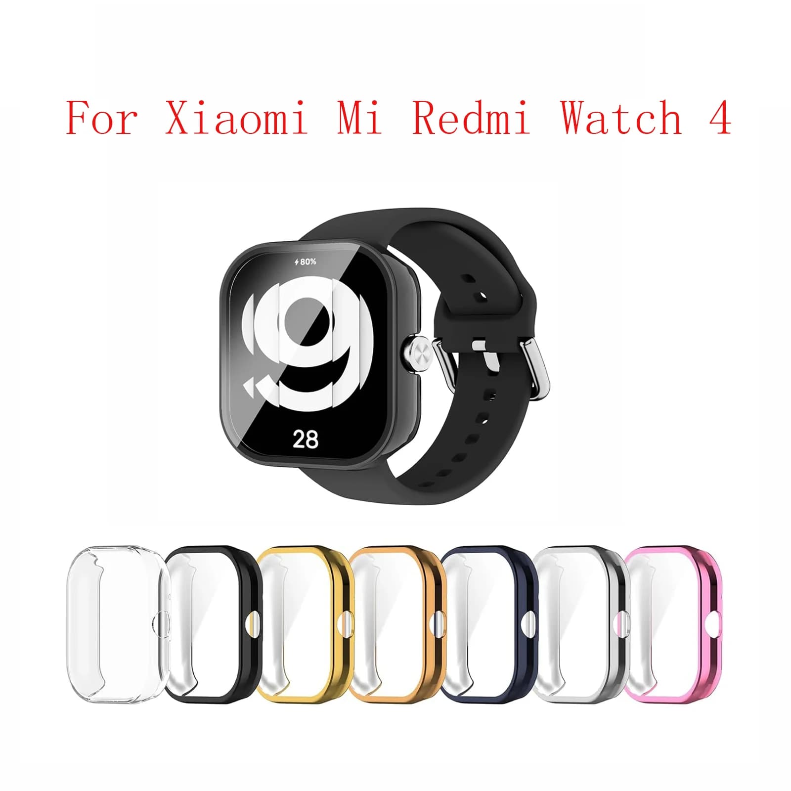 TPU Case Screen Protector Cover Soft Watch Protective Shell Anti-Fall Watch Bumper Screen Protector Dustproof for Redmi Watch 4.