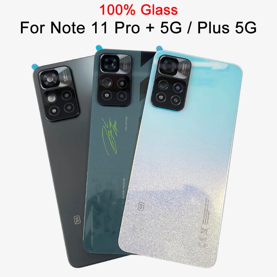 A+++ Back Glass Cover For Xiaomi Redmi Note 11 Pro+ 5G Plus Battery Door 21091116UG 21091116UC Replacement With Camera Frame