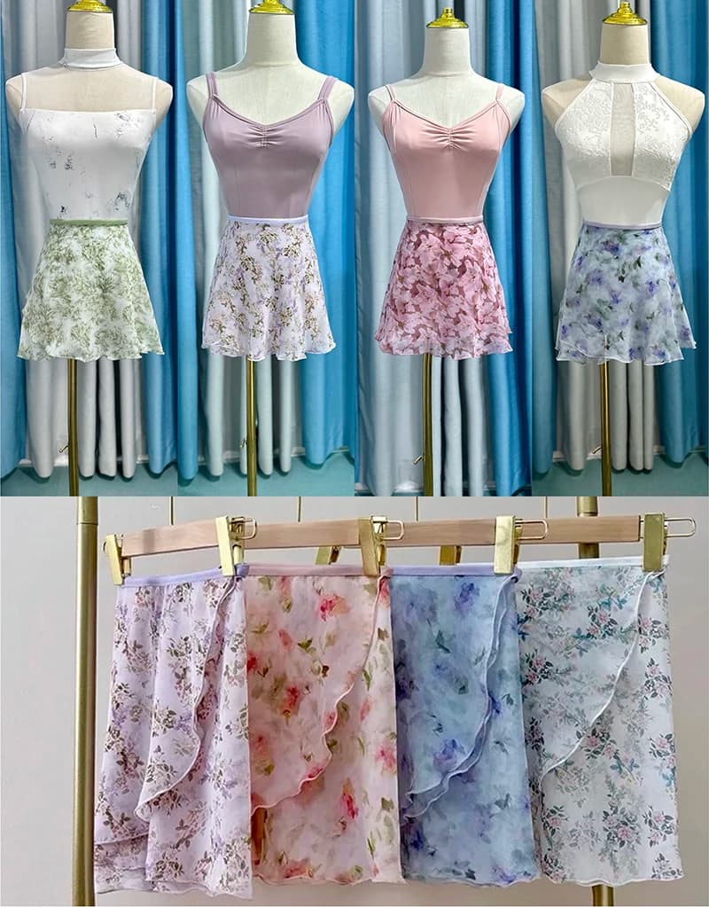 Women Ballet Small Apron Tutu Girls Elegant Printing Practice Leotard Skirt Adult High Quality Ballet Dancing Dress