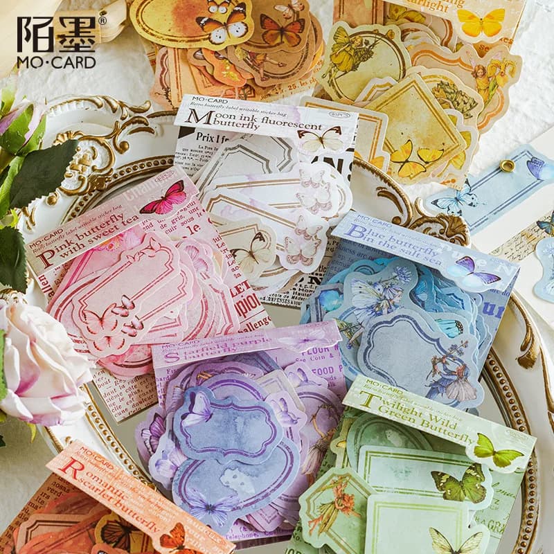 40pcs/lot Kawaii Scrapbook Stickers Butterfly Tags Scrapbooking Supplies diary Planner Decorative Craft Stationery Sticker