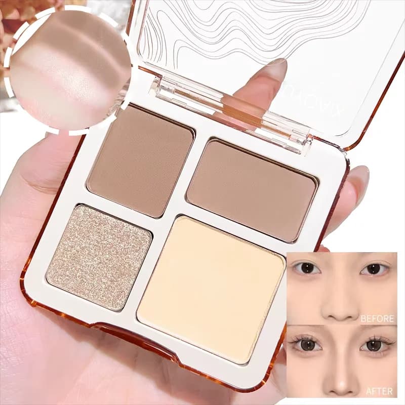 XIAOYUMI The four-color highlighter contour palette is matte and long-lasting, brightening three-dimensional contours