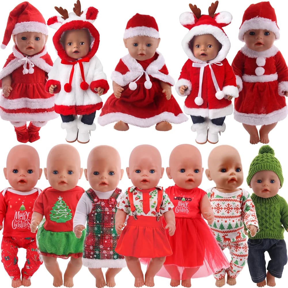 FreeShipping Christmas Red Set For 43 CM Born Baby Doll Clothes Accessories And 18 Inch American Doll Girl Toys Our Generation