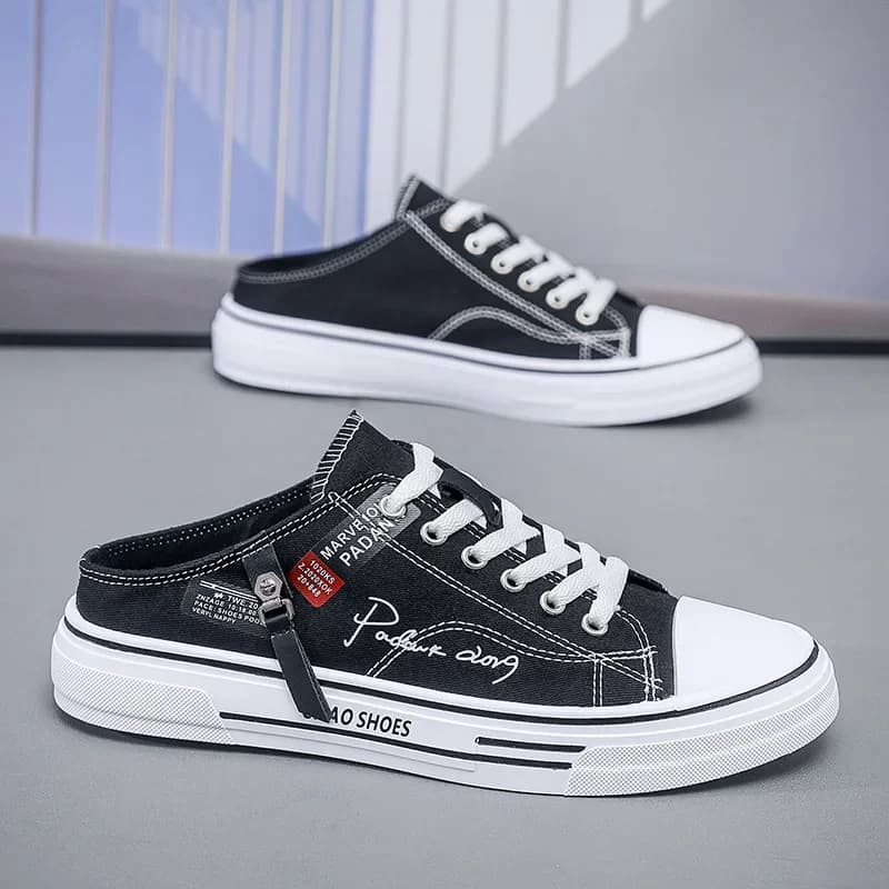 Men's Casual Slippers Thick-soled Comfortable Walking Shoe Fashion  Closed-toe Half-slip Shoes for Men Summer Breathable Loafers