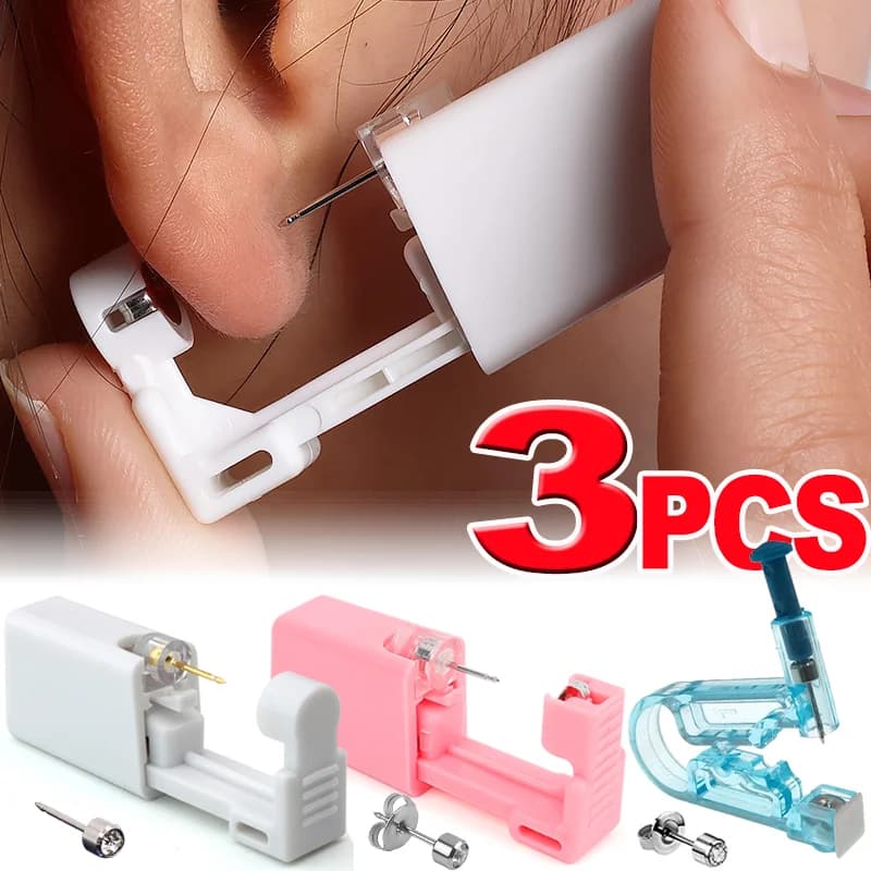 1/3PCS Disposable Safe Sterile Ear Piercing Unit Cartilage Tragus Helix Piercing Gun Piercer Tool Machine Kit Stud Body Jewelry