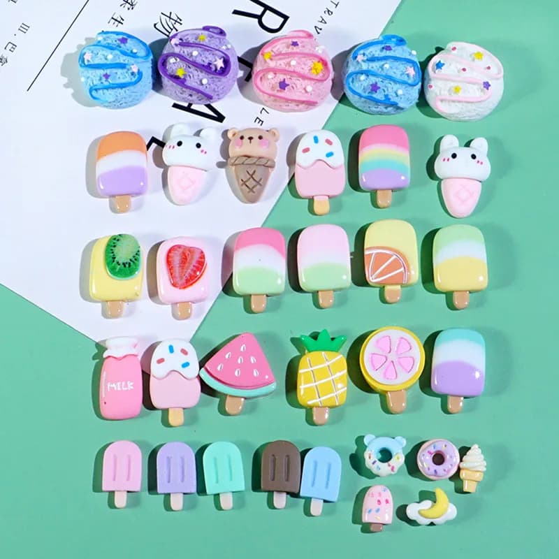 Best Simulation color ice cream food play Popsicle ice cream summer scene accessories diy cream glue table materials