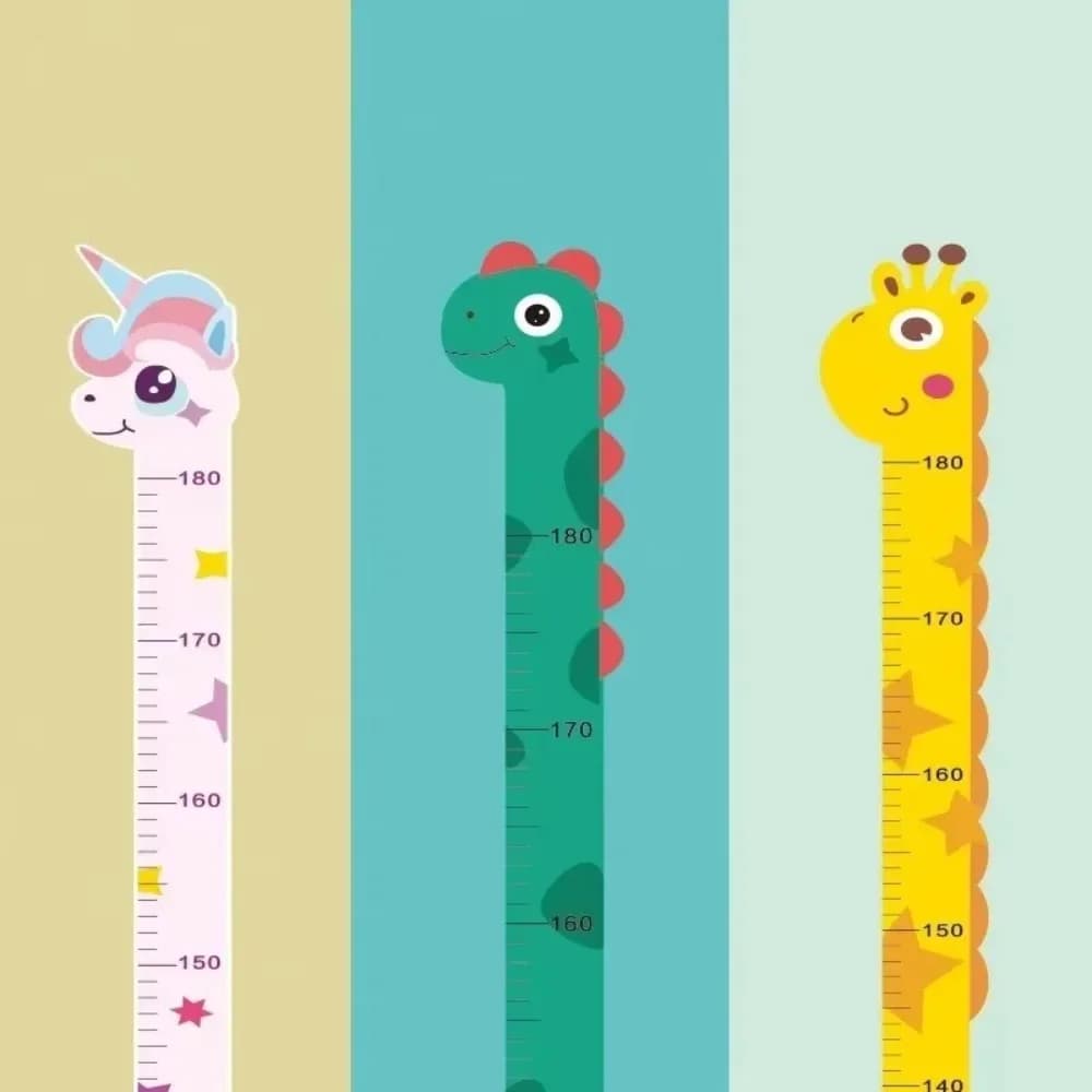 1pc Cartoon Animals Height Measure Wall Sticker Giraffe Wallpaper for Kids Room Nursery Child Growth Ruler Growth Chart