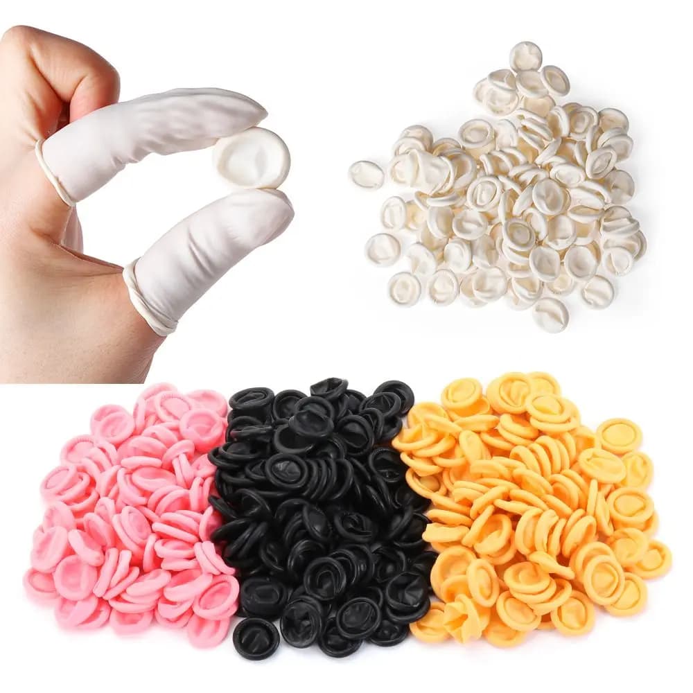 100PCS Disposable Finger Cover Rubber Gloves Non-slip Anti-static Latex Finger Cots Fingertips Protector Gloves Nail Art Tool