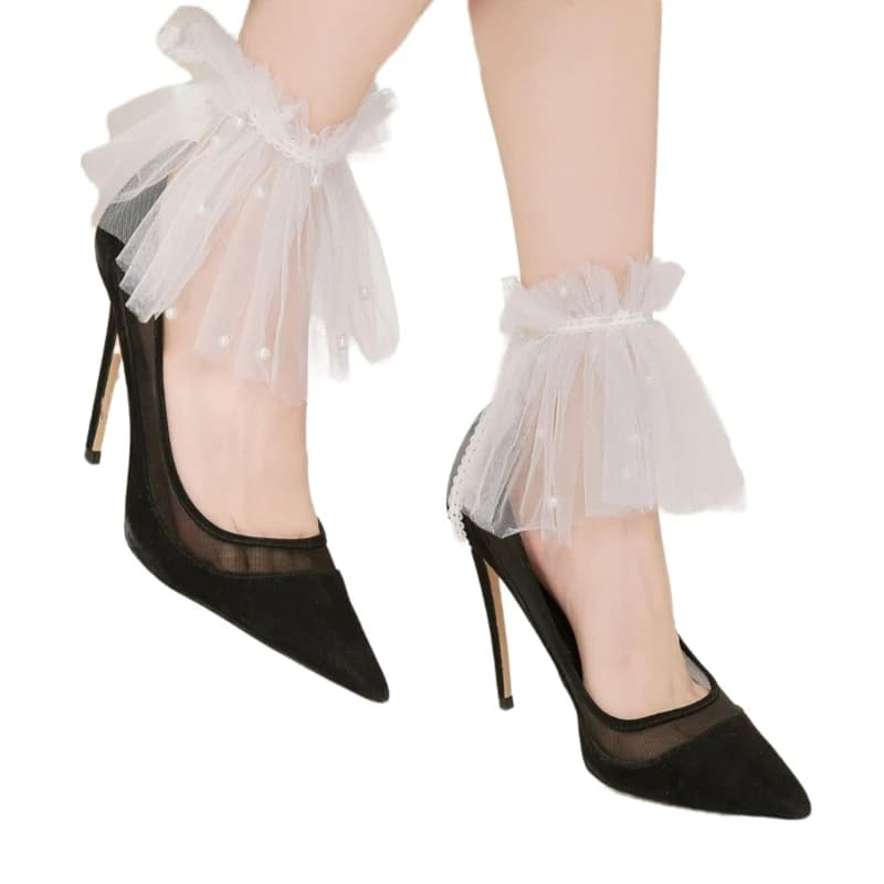 Multiple Usage Foot/Wrist False Sleeves Comfortable Ruffled Wrist Cuffs Bride Wedding Dress Shirt Decors False Drop Shipping