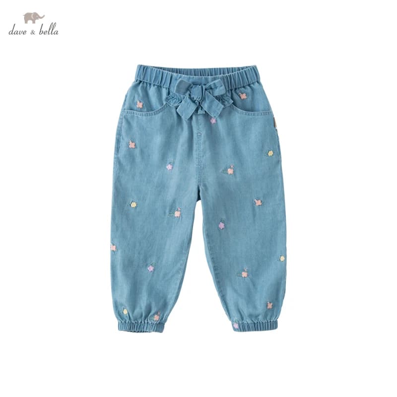Dave Bella Girls Baby Pants kids Jeans Children Outer Wear Trousers Kids Casual Pants Children Clothes DB1230256