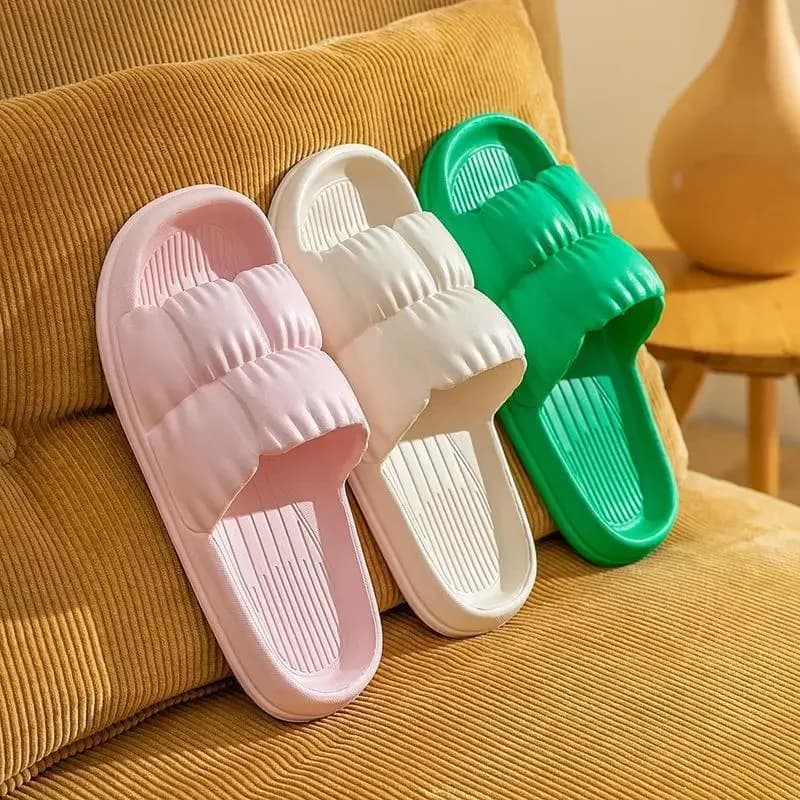 Popular pleated petal slippers for women in all four seasons, couple's slippers, women's home shoes, household EVA slippers